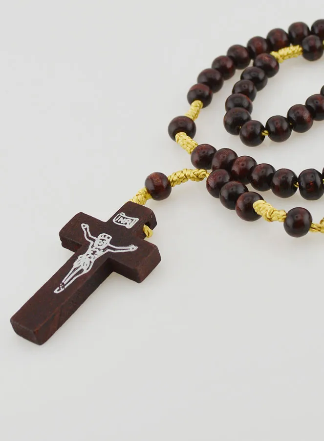 Rosary with Dark Wooden Beads on a String (pic 4)