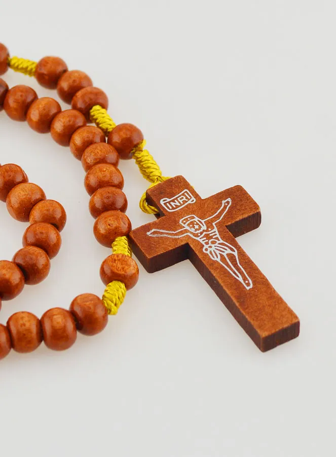 Wooden Rosary Light Brown on a String (pic 3)