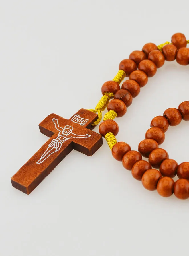 Wooden Rosary Light Brown on a String (pic 4)