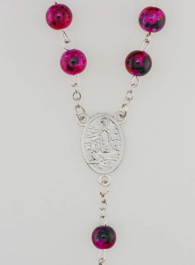 Rosary with Pearlescent Pink Rhinestone Beads (pic 3)