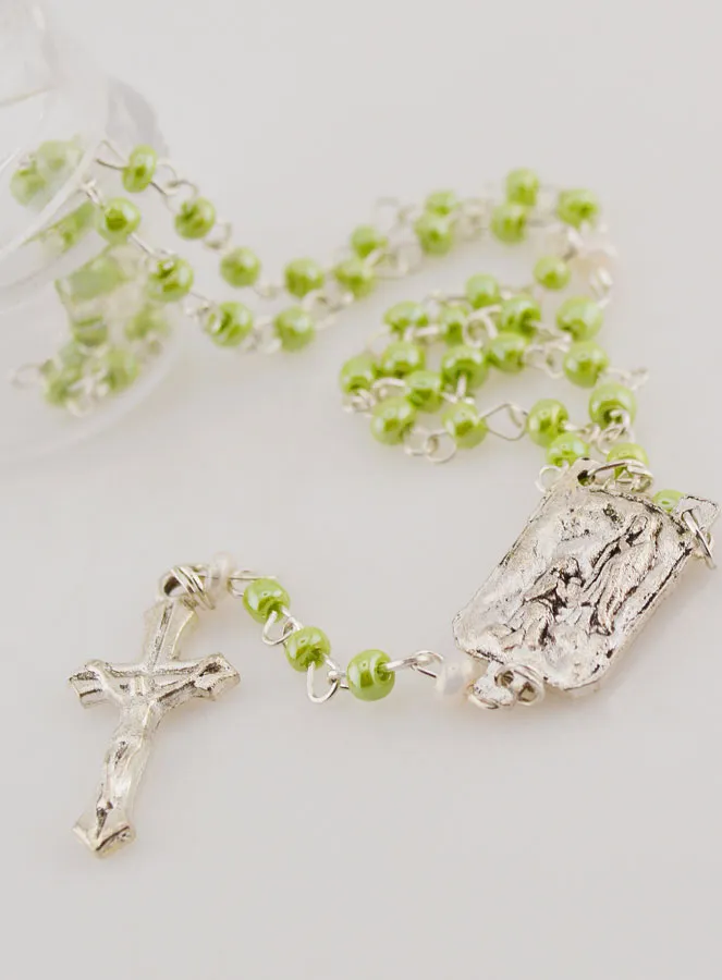 First Communion Rosary with Green Beads (pic 4)