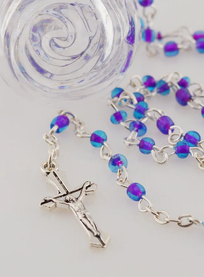 First Communion Rosary with Purple Beads (pic 3)