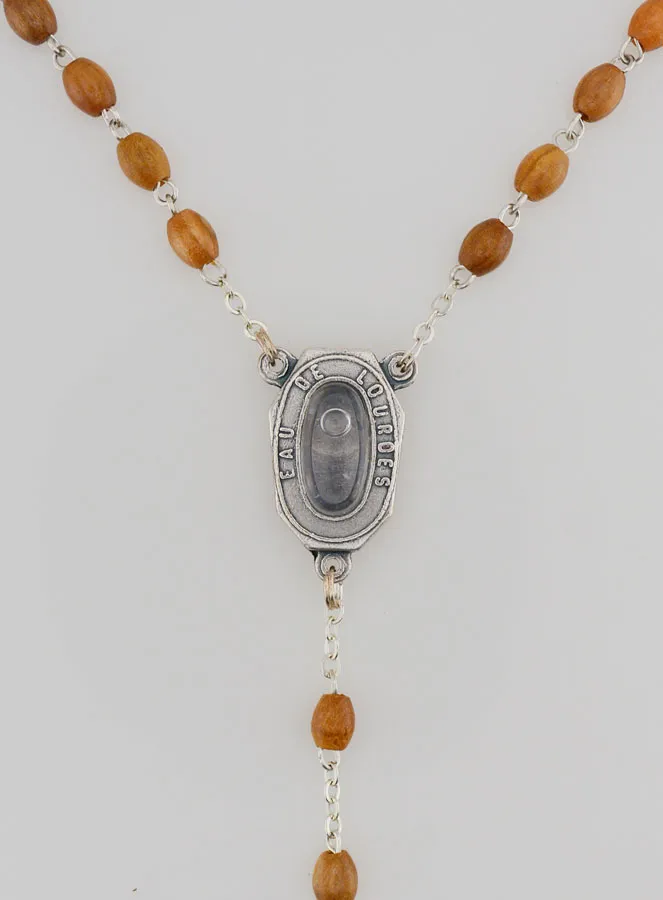 Lourdes Rosary with Olive Wood Beads and Lourdes Water (pic 4)