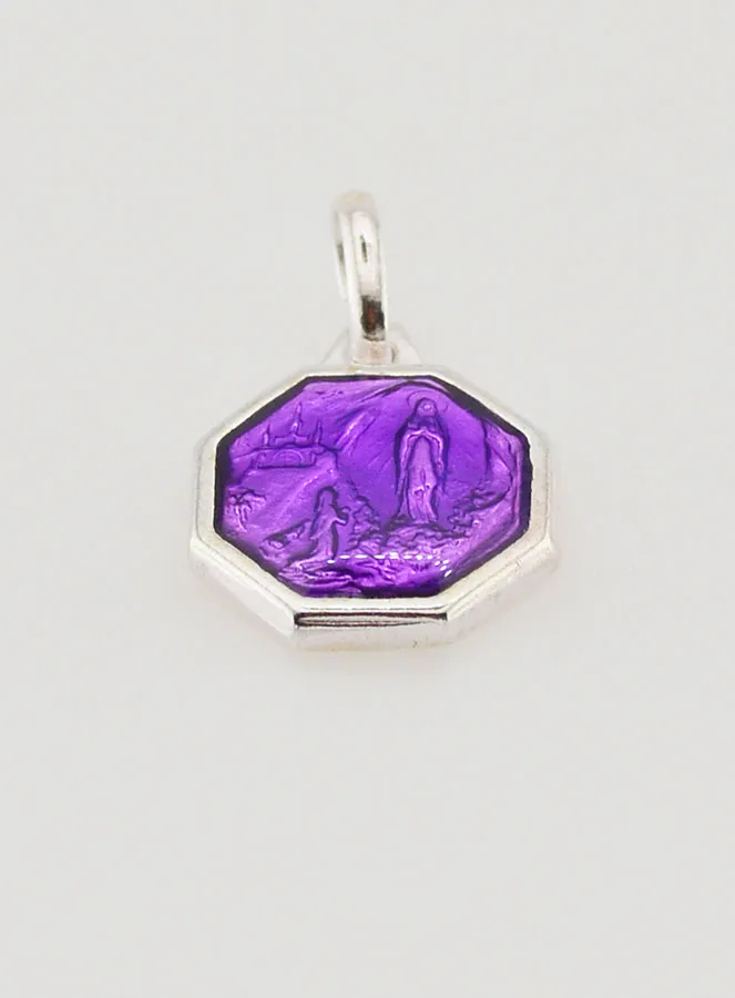 Our Lady of Lourdes Purple Medal - 1,1 cm (pic 2)