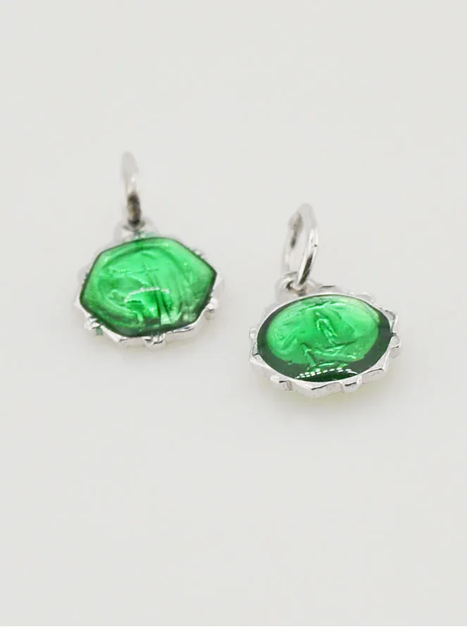 Virgin Mary Medal 0,8 cm - Green (pic 2)