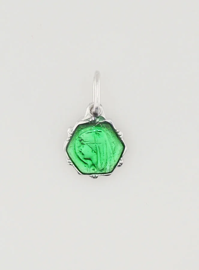 Virgin Mary Medal 0,8 cm - Green (pic 3)