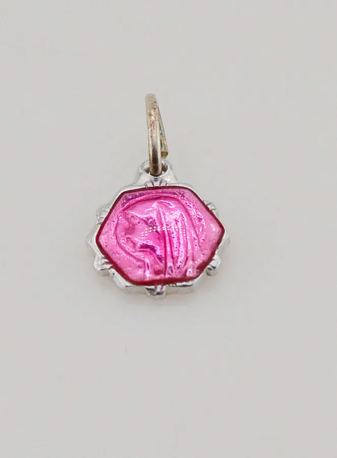 Virgin Mary Medal 0,8 cm - Fuchsia Pink (pic 2)