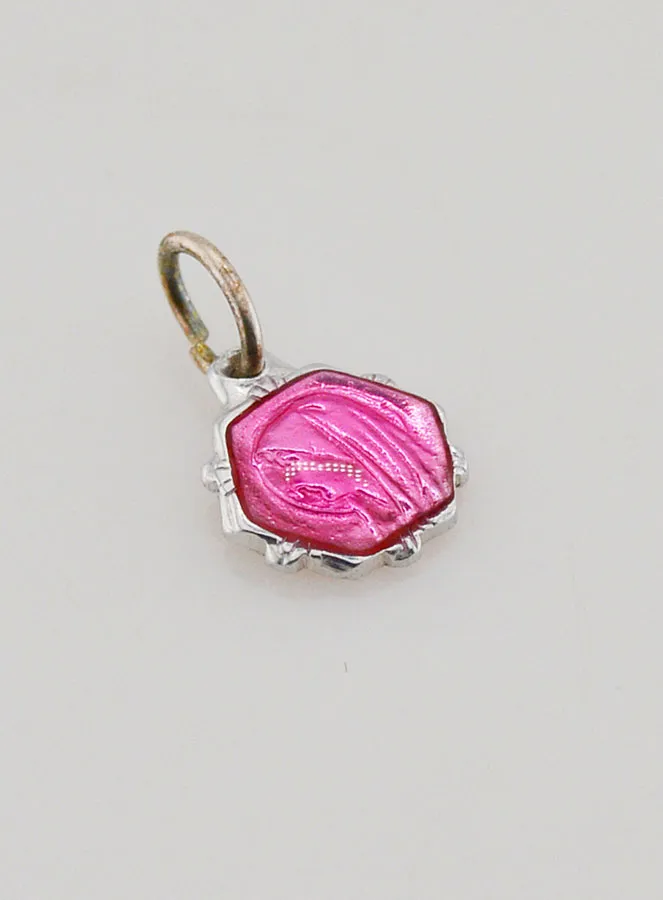 Virgin Mary Medal 0,8 cm - Fuchsia Pink (pic 3)