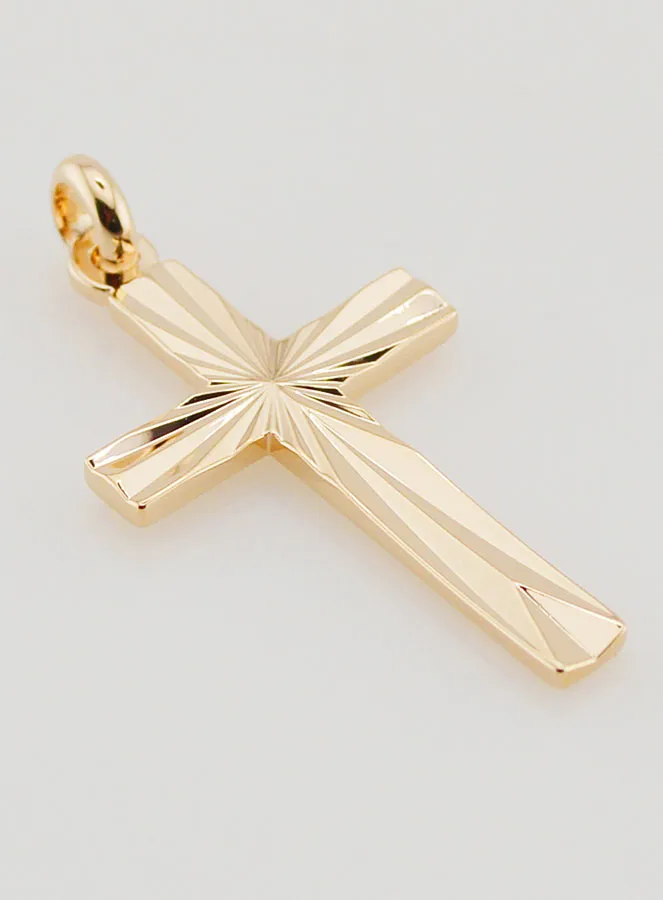 Gold Plated Carved Cross Pendant (pic 3)