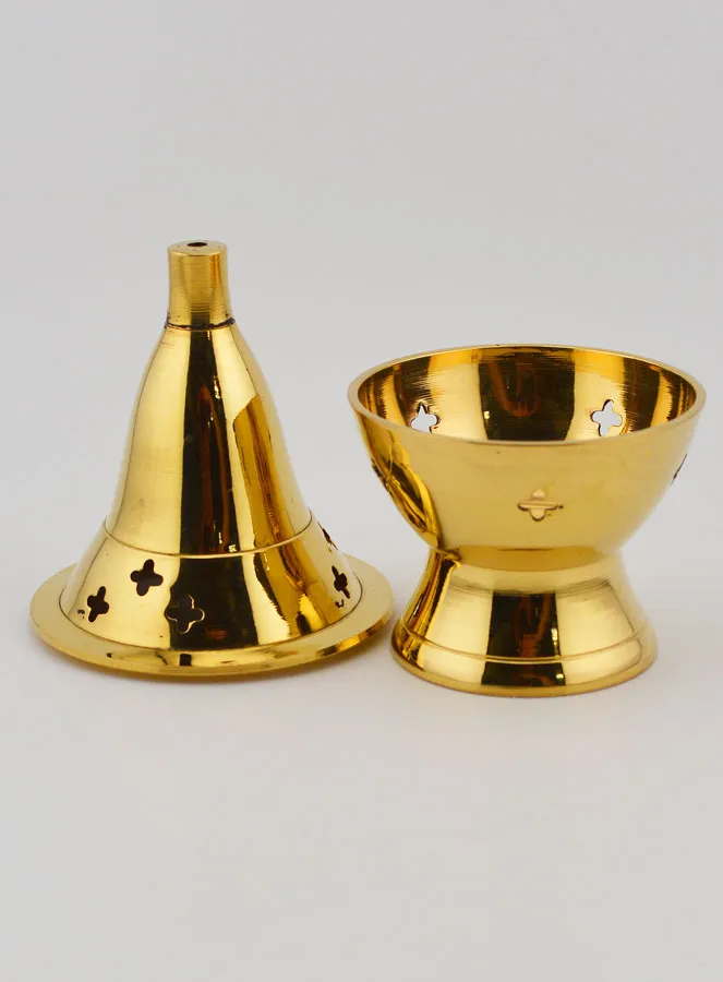 Religious Incense Burner - Golden Brass (pic 3)