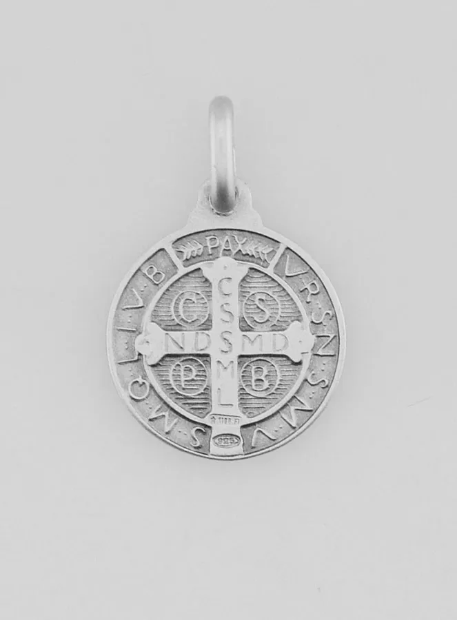 Saint Benedict Solid Silver Medal - 1,4 cm (pic 3)