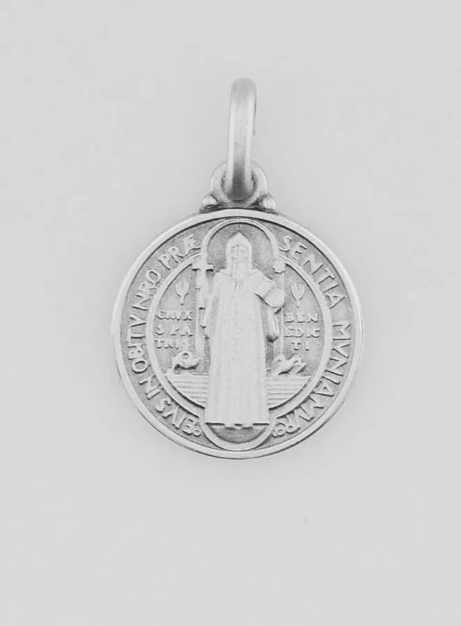 Saint Benedict Solid Silver Medal - 1,4 cm (pic 4)