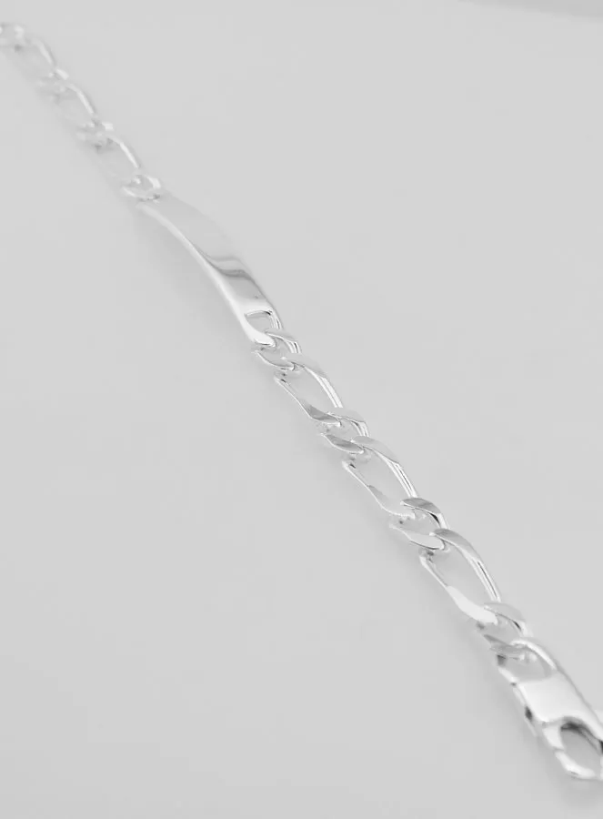 Matt Silver Curb Bracelet 21 cm - Figaro Mesh 0,7 cm (pic 2)