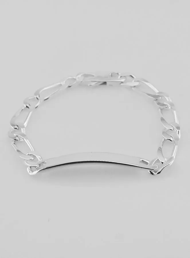 Matt Silver Curb Bracelet 21 cm - Figaro Mesh 0,7 cm (pic 4)