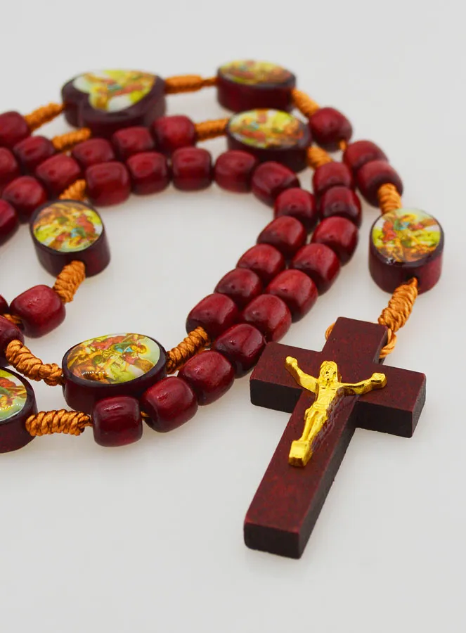 Saint Michael Archangel Rosary - Wooden Beads (pic 3)