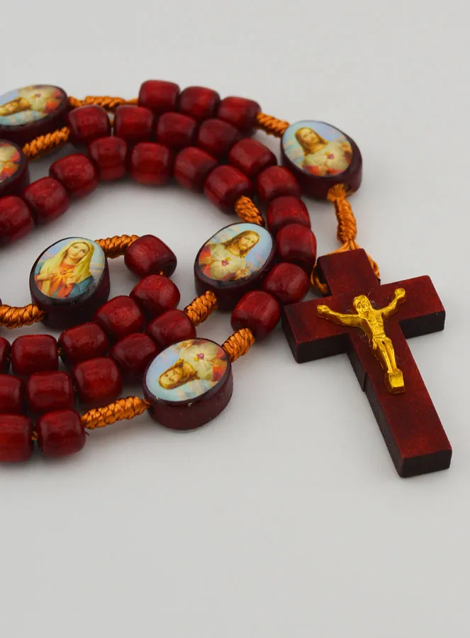 Rosary of the United Hearts of Jesus and Mary - Wooden Beads (pic 3)