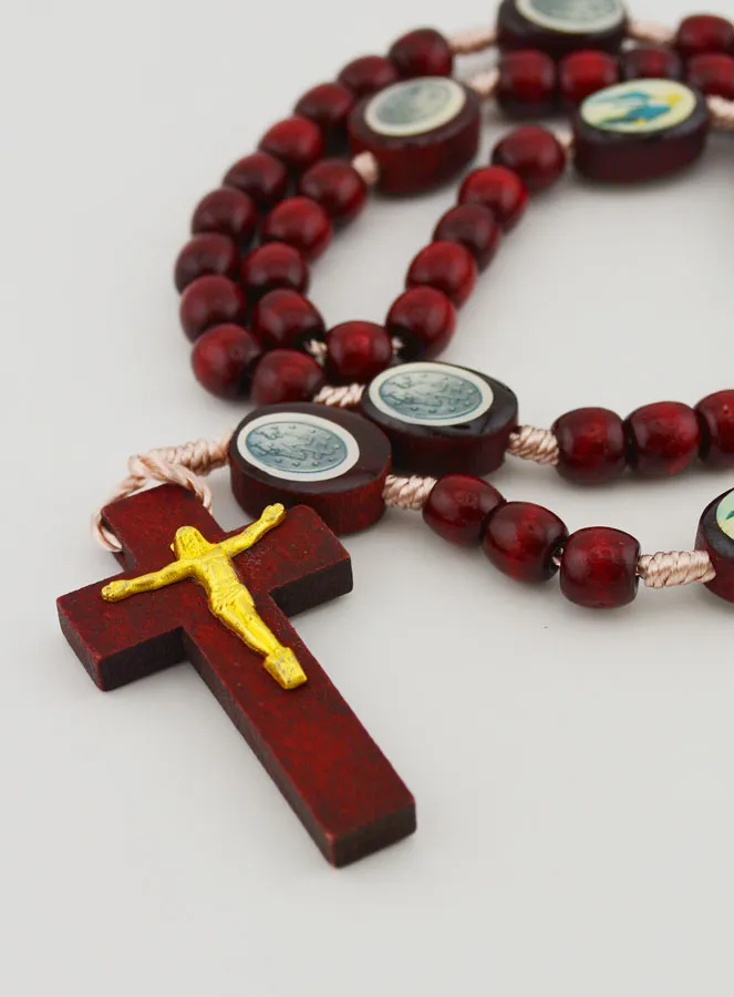 Our Lady of Miracles Rosary - Wooden Beads (pic 3)