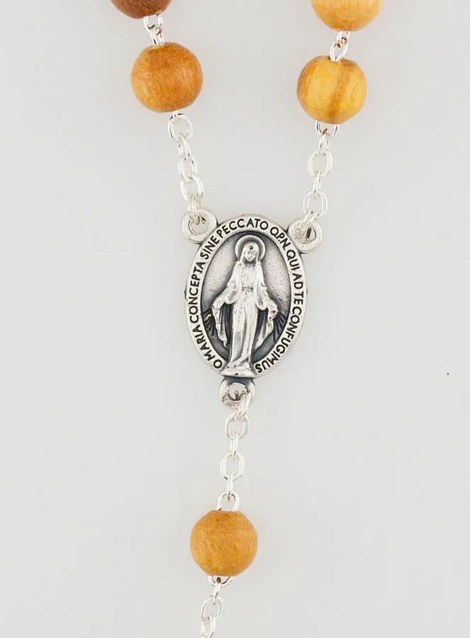 Rosary with Our Lady of Miracles Medal - Wooden Beads (pic 3)