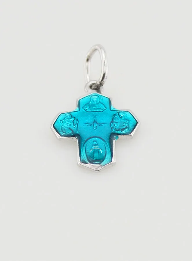 All Saints' Cross Pendant 1,1 cm - Blue of Lourdes (pic 2)