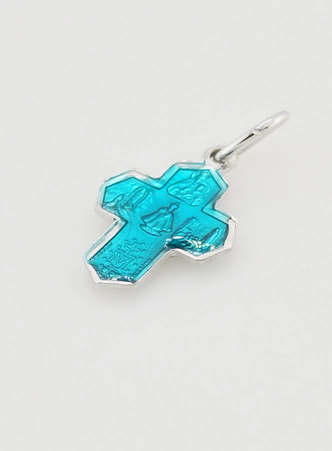 All Saints' Cross Pendant 1,1 cm - Blue of Lourdes (pic 4)