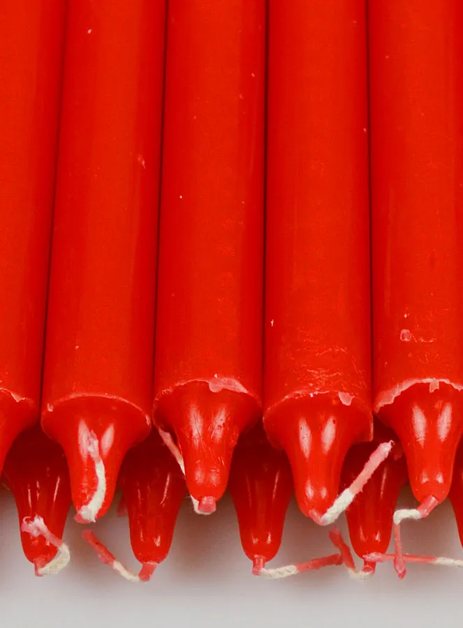 12 Solid Colour Prayer Candles - Red (pic 4)
