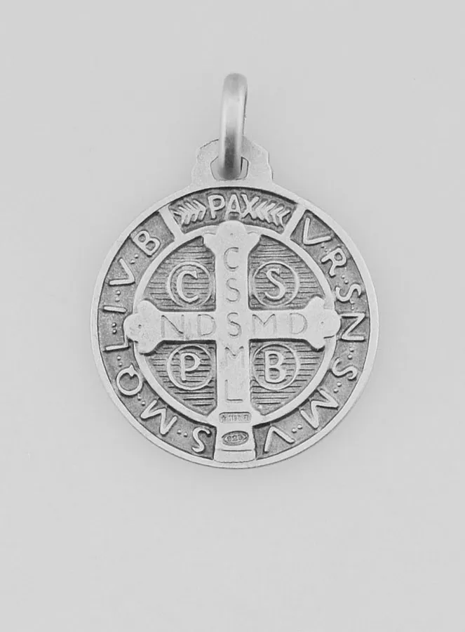 Saint Benedict Solid Silver Medal - 1,8 cm (pic 3)