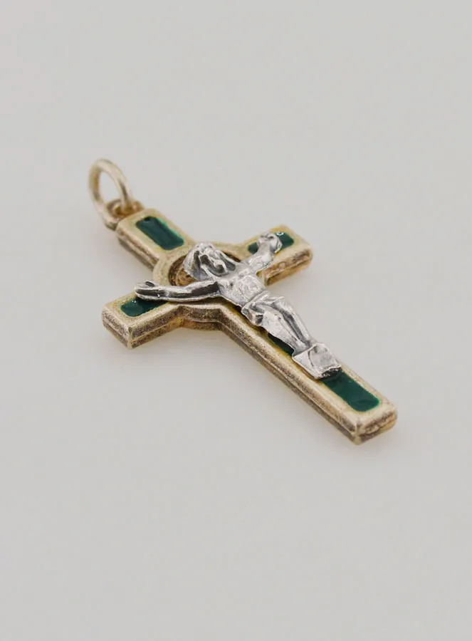 Saint Benedict Metal Cross Pendant - Green - 4 cm (pic 4)