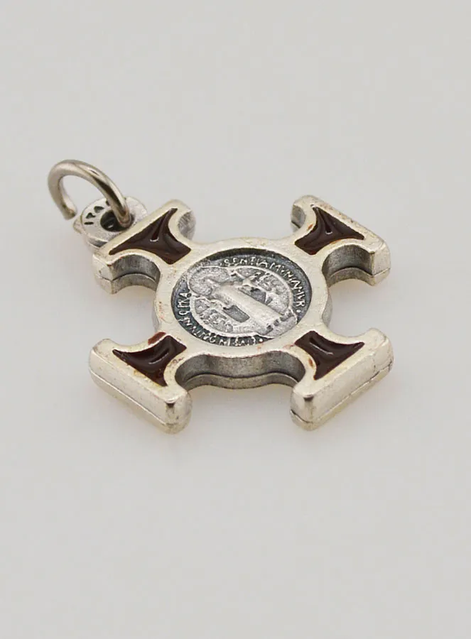 Saint Benedict Metal Cross Pendant - Brown - 2 cm (pic 3)
