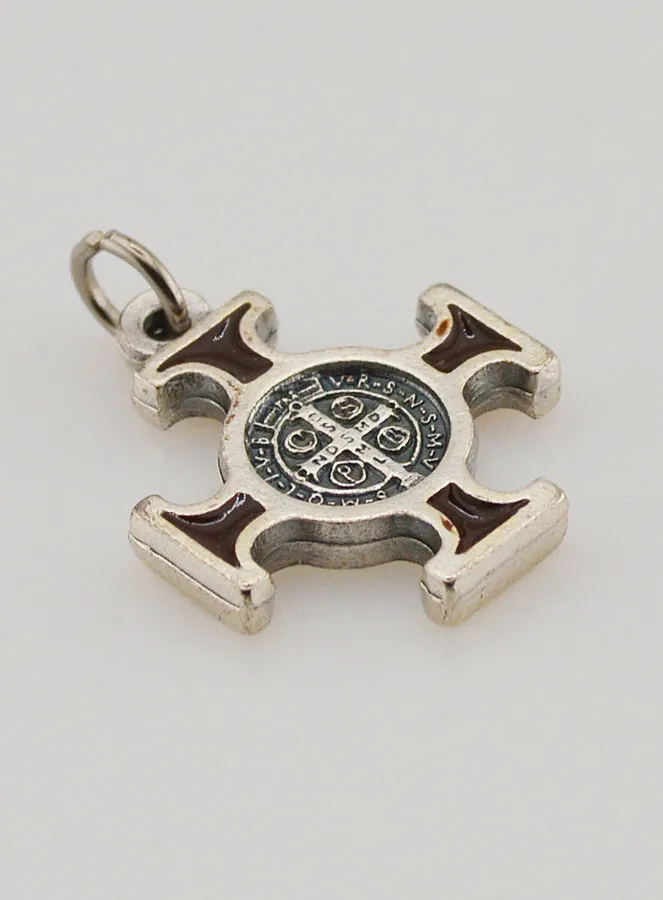 Saint Benedict Metal Cross Pendant - Brown - 2 cm (pic 4)