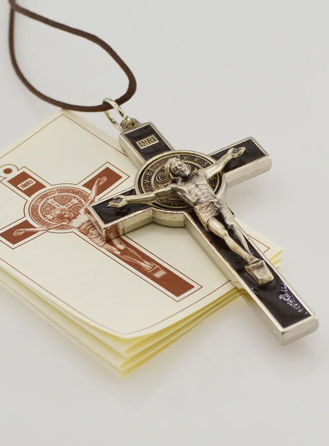 Saint Benedict Cross Pendant - Brown - 8 cm (pic 3)