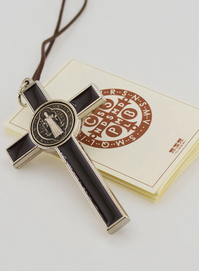 Saint Benedict Cross Pendant - Brown - 8 cm (pic 4)