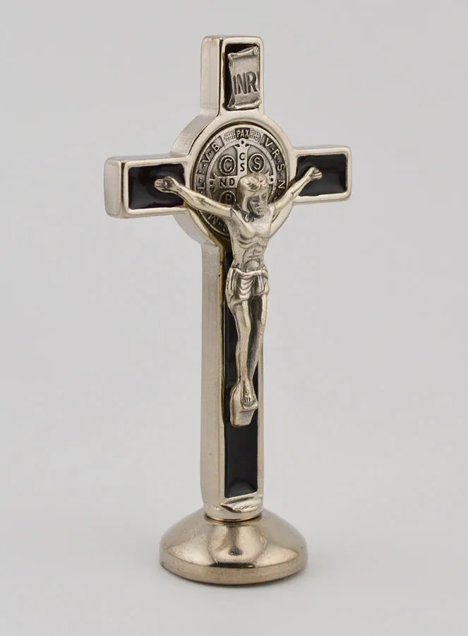 Silvery Saint Benedict Cross on Base - Black (pic 3)