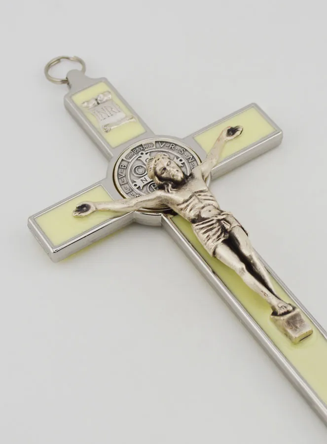 Saint Benedict Cross 20 cm - Fluorescent Metal (pic 3)
