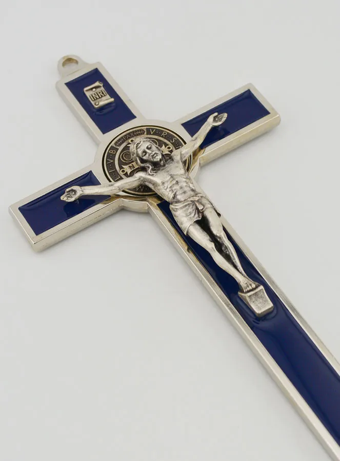 Saint Benedict Cross 20 cm - Blue Metal (pic 3)