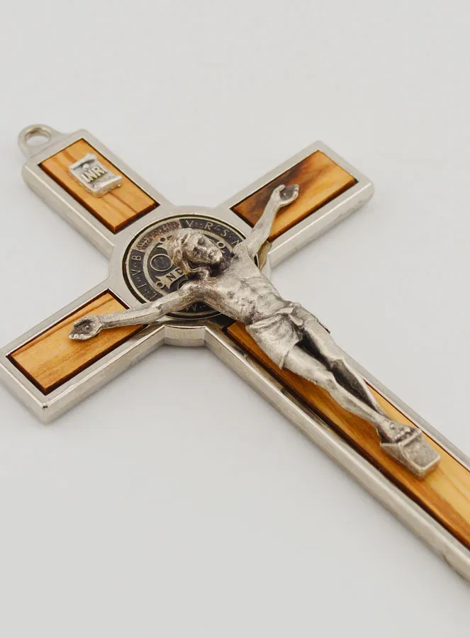 Saint Benedict Olive Wood Cross - 12 cm (pic 3)
