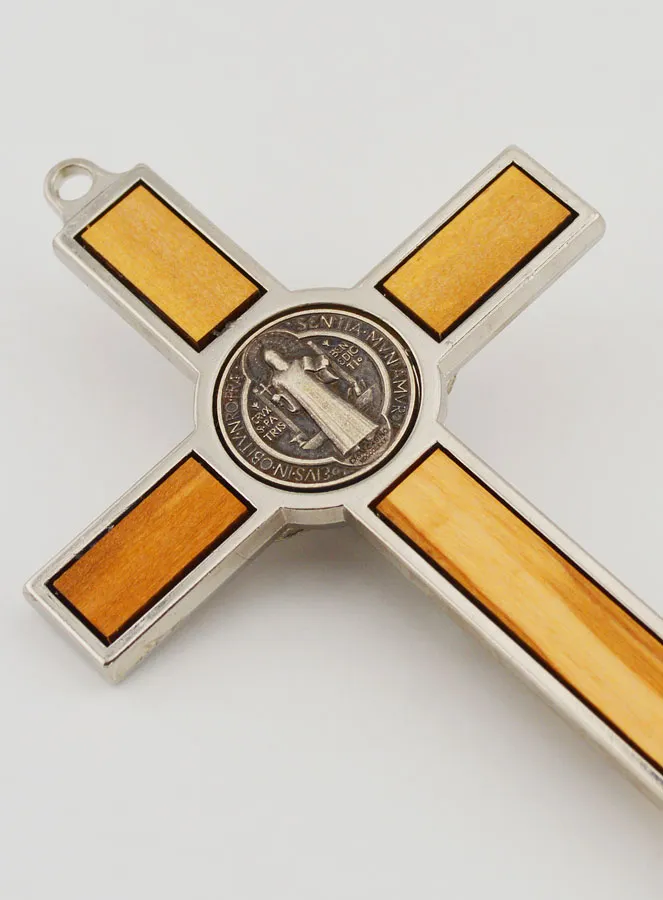 Saint Benedict Olive Wood Cross - 12 cm (pic 4)