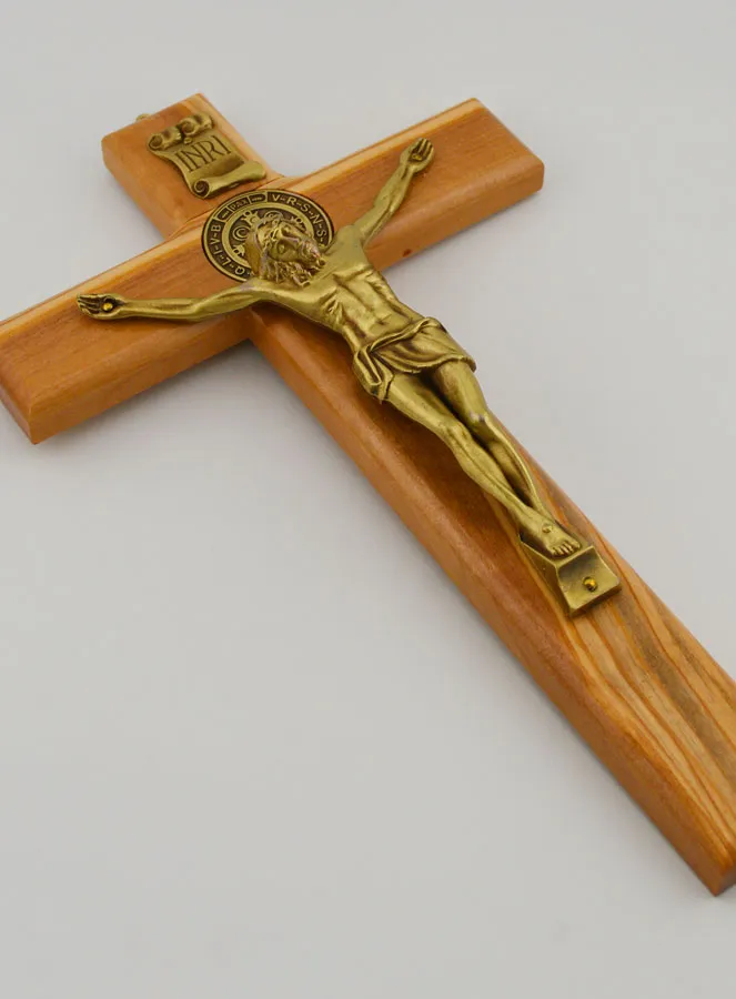 Saint Benedict Olive Wood Crucifix Cross - 25 cm (pic 3)