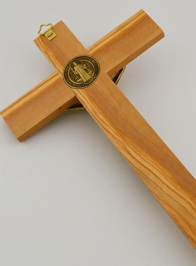 Saint Benedict Olive Wood Crucifix Cross - 25 cm (pic 4)
