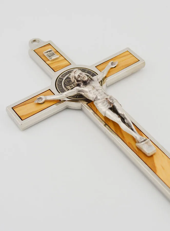 Saint Benedict Olive Wood Crucifix Cross - 21 cm (pic 3)