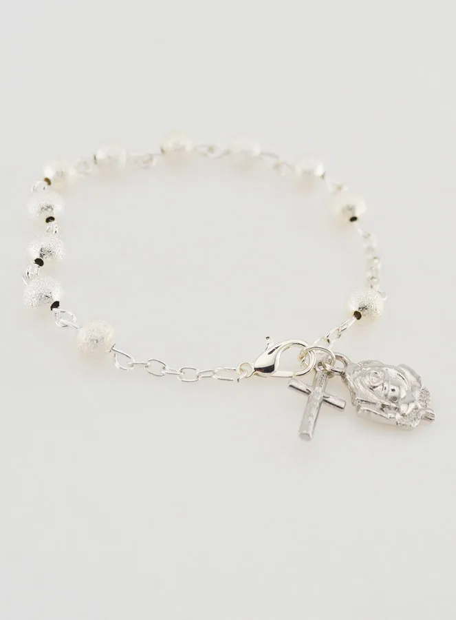 Silver Beads Decade Rosary Bracelet - 19 cm (pic 3)
