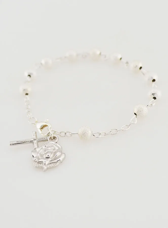 Silver Beads Decade Rosary Bracelet - 19 cm (pic 4)