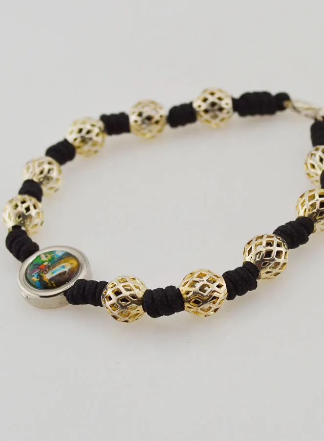 Openwork Beads & Medal of Lourdes Decade Rosary Bracelet (pic 4)