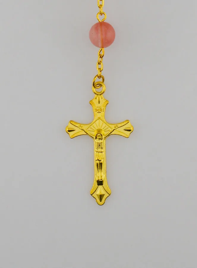 Rosary Rose Beads and Gold Plated Chain (pic 3)