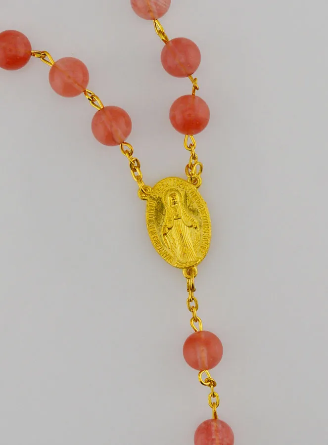 Rosary Rose Beads and Gold Plated Chain (pic 4)