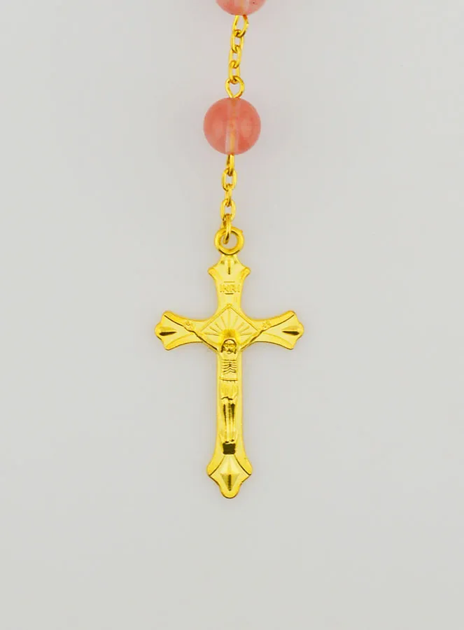 Luxury Fashion Rosary with Genuine Quartz Beads on a Gold Chain (pic 3)