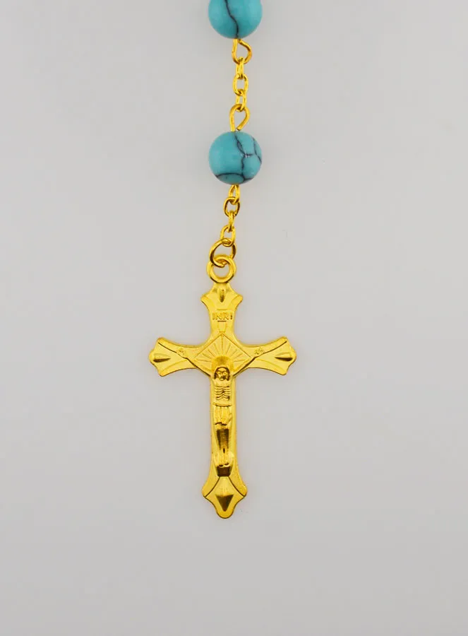 Turquoise Rosary with Gold-Plated Chain (pic 3)