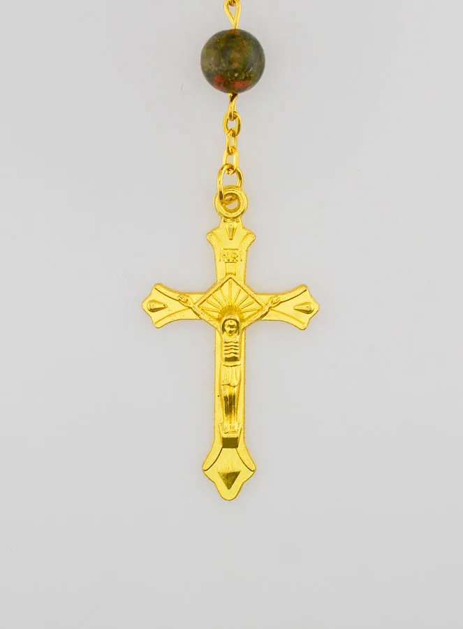 Rosary Unakite Style and Gold Plated Chain (pic 3)