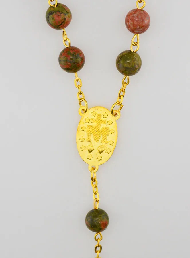 Rosary Unakite Style and Gold Plated Chain (pic 4)