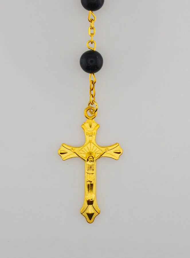 Rosary Sodalite Style Beads and Gold Plated Chain (pic 3)