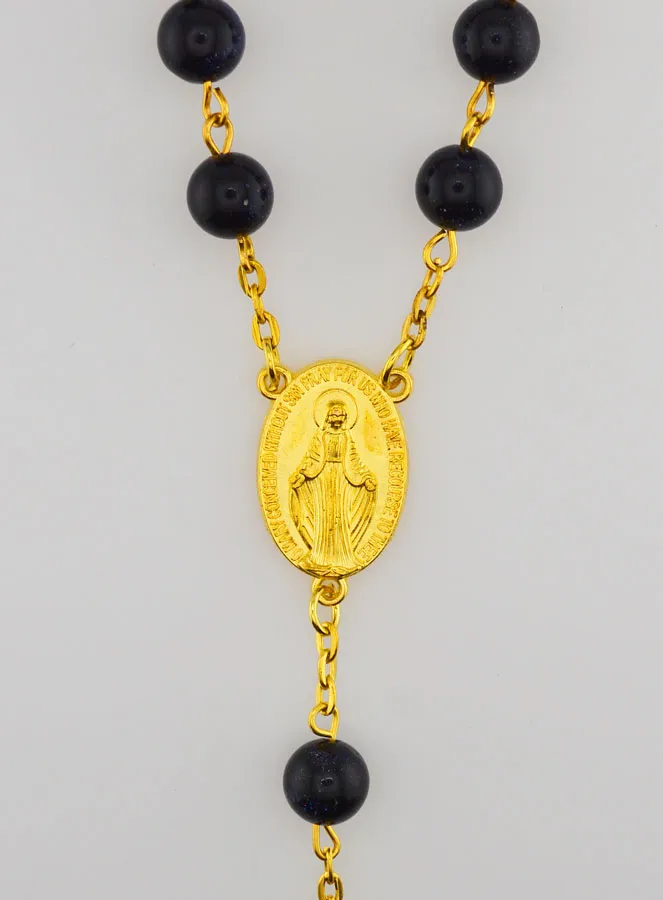 Rosary Sodalite Style Beads and Gold Plated Chain (pic 4)